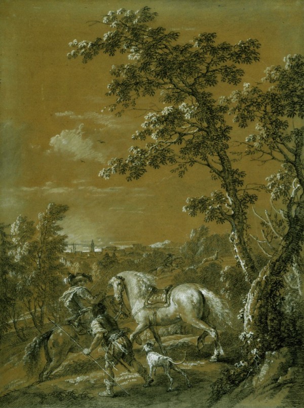 A hunting scene by Francesco Zuccarelli